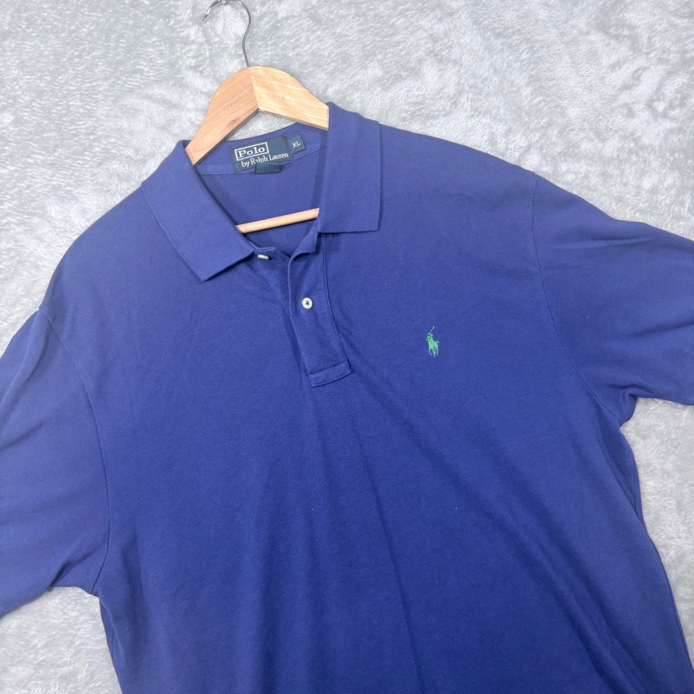 Polo Ralph Lauren Polo Shirt Men XL Blue Green Pony Pique Short Sleeve Classic